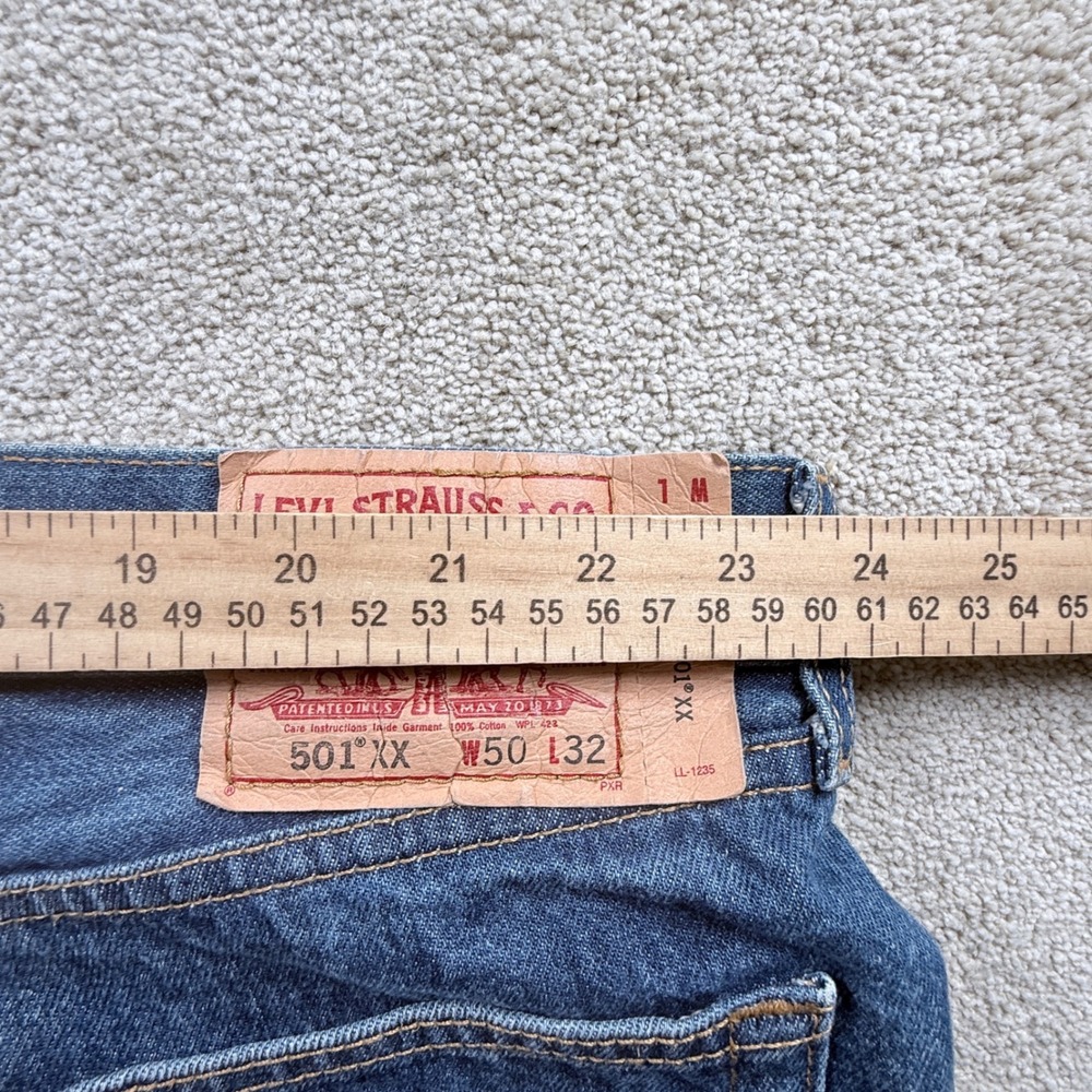 Levi's 501XX Original Fit Jeans Mens 48x29.5 Blue Fair Straight Button Fly 501 - Picture 10 of 13